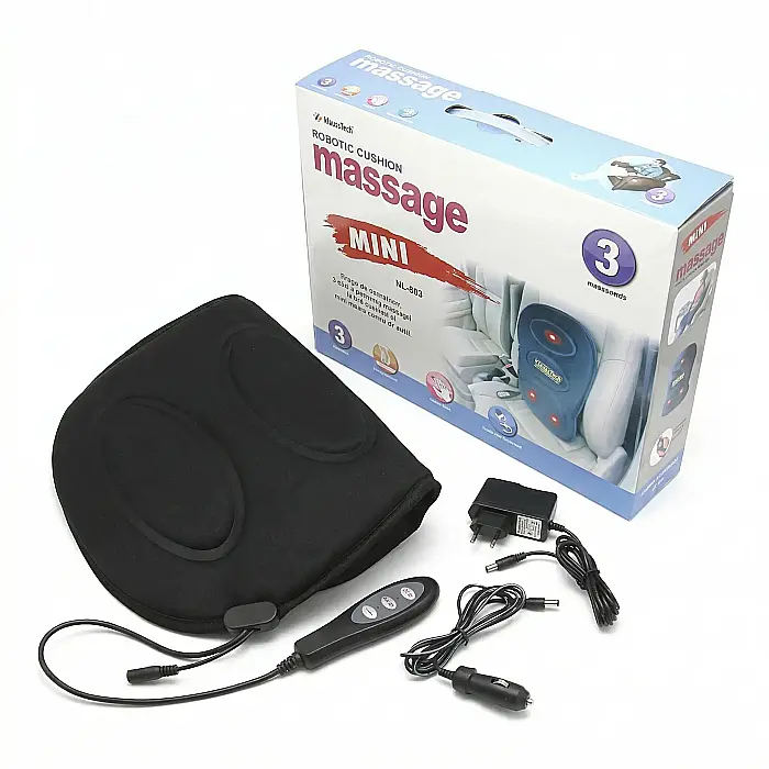 Mini Husă Auto cu Masaj KlaussTech – 3 Zone de Masaj (Spate, Lombar, Coapse), Funcție de Încălzire, Telecomandă Inclusă, Design Compact și Pliabil, Ideală pentru Mașină și Birou, Negru [2]
