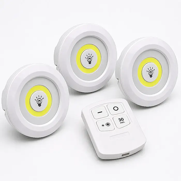 Set 3 Lămpi LED Portabile COB cu Telecomandă, 3W, pentru Dulapuri, Holuri, Garaje și Camping [2]