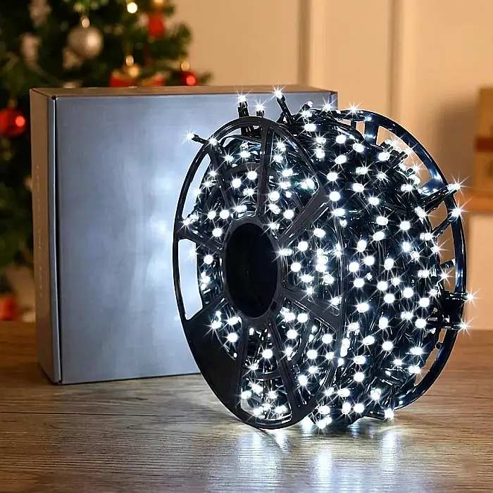 Pachet 4x Instalație de Crăciun Liniară Model 6027 – Total 400 m, 4000 LED-uri Alb Rece, Funcție Flash și Rezistență la Apă: Decor Festiv Monumental pentru Casă și Afaceri [2]