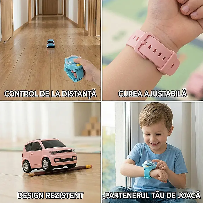 Ceas cu Mașină RC – Jucărie Interactivă, Încărcare USB, Rază 30 m, Cadou Perfect pentru Copii [2]