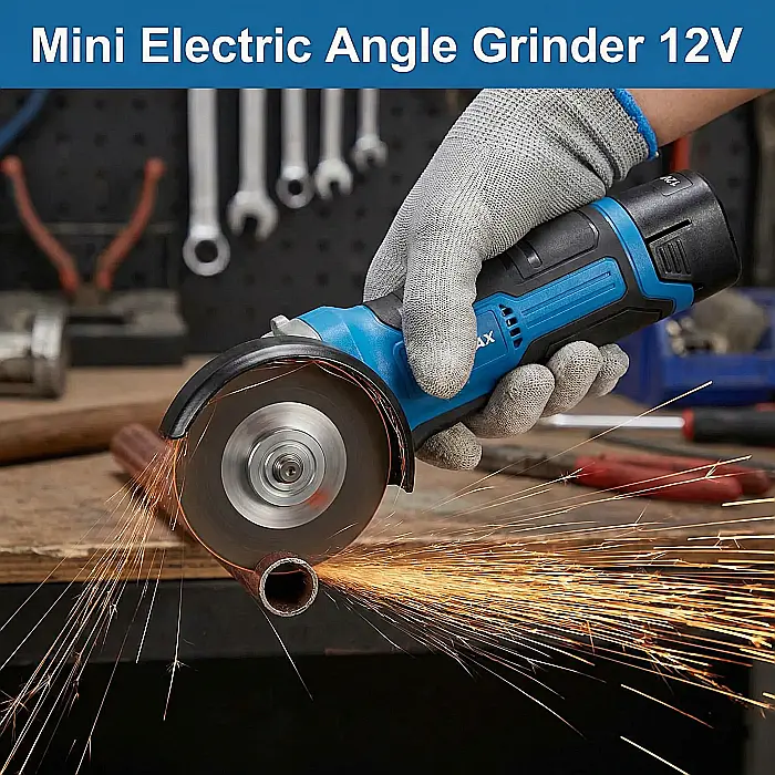 Mini Polizor Unghiular Flex Electric 12V – Motor Fără Perii, 15000 rpm, 2 Acumulatori, 4 Discuri 76mm, Tăiere și Șlefuire [2]