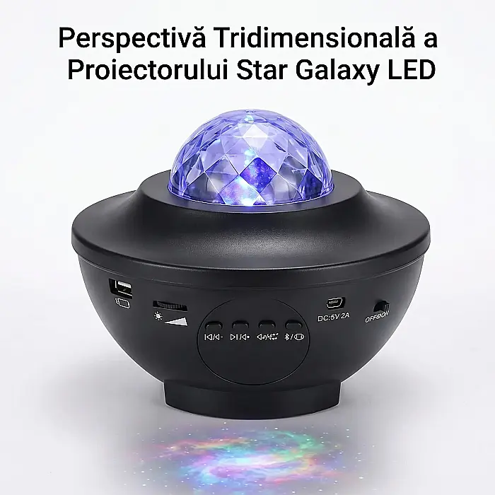 Proiector Star Galaxy LED cu Bluetooth, 14 Culori, 28 Moduri Luminoase, Telecomandă și Timer [2]
