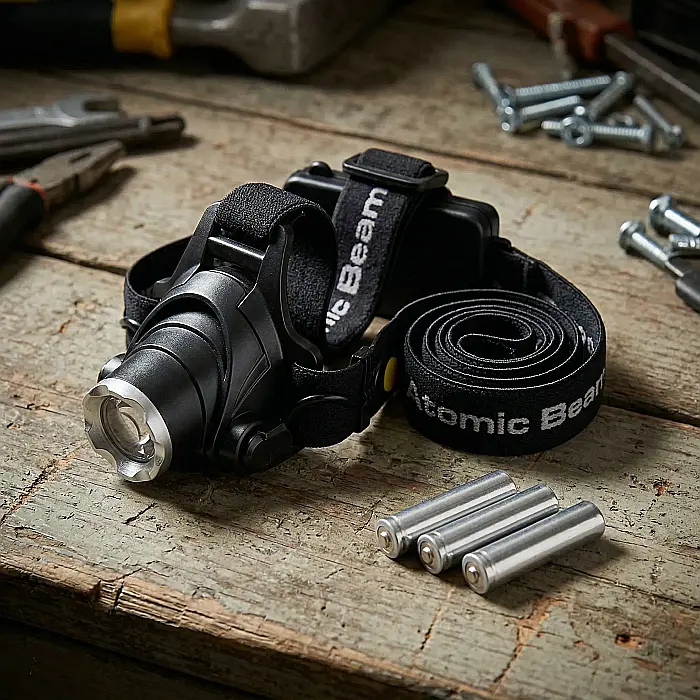 Lampă de Lucru pentru Cap Atomic Beam Headlight – LED Puternic, Reglabilă, Mâini Libere, Culoare Albastru, Ideală pentru Camping, Drumeții și Reparații [3]
