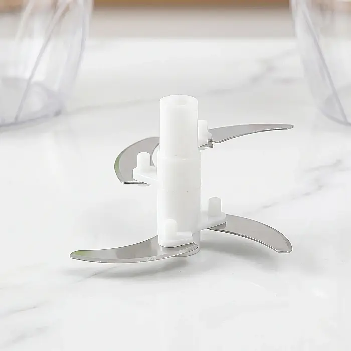 Dispozitiv Manual pentru Mărunțit Fructe și Legume – 3 Lame din Inox, Bază Antiderapantă, Sistem cu Șnur și Mâner Ergonomic, 12 x 9 cm, Capac Verde/Transparent [2]