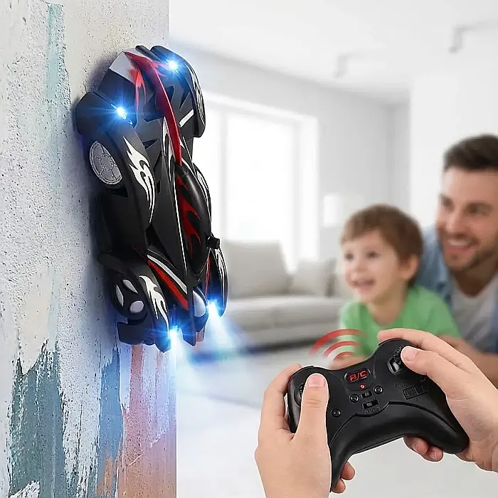 Mașină RC Wall Climber cu Telecomandă – Funcție Vacuum pentru Perete și Tavan, Sfidează Gravitația, Reîncărcabilă USB, Control 10 m și Design Aerodinamic: Adrenalina Cursei pe Verticală pentru Copii E [2]