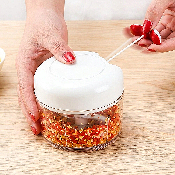 Tocător Manual pentru Legume Food Chopper – Cu Lame din Oțel Inoxidabil, Acționare cu Sfoară, Recipient 500 ml, Compact și Ușor de Curățat, Ideal pentru Usturoi, Ceapă, Fructe și Carne de Pui [2]