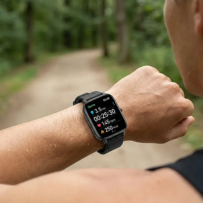 Smartwatch Toimark cu Ecran 1.69 inch – Curea Silicon Neagră, Waterproof, Compatibil iOS & Android, Apeluri și Notificări, Monitorizare Ritm Cardiac, Tensiune Arterială, Activități și Somn, Player Muz [2]