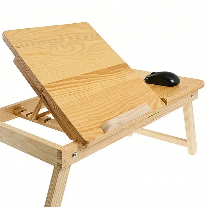 Masă Pliabilă din Lemn de Bambus pentru Laptop – Ergonomic, 2 Coolere USB, Pliabilă și Reglabilă, Compatibil Laptopuri până la 15,4 inch, Rezistență 35 kg [2]