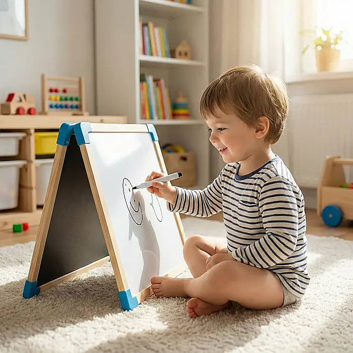 Tabla Desen Multifuncțională pentru Copii – Set Educativ cu Tabla Neagră și Magnetică, Abac, Ceas cu Limbi Mobile și Hexagoane Matematice [2]
