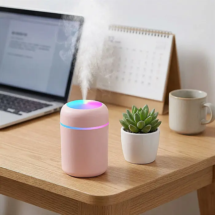 Umidificator Ultrasunete cu LED, 300mL – Difuzor Aromaterapie Portabil pentru Casă, Birou sau Mașină, Tehnologie Silențioasă, Oprire Automată, Alimentare USB, Alb [2]