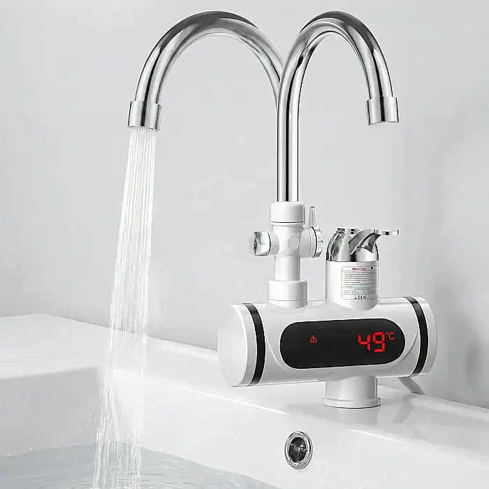 Robinet Electric cu Încălzire Instantanee și Afișaj LCD – Putere 3000W, Para de Duș și Furtun Incluse, Protecție IPX4, Montaj pe Chiuvetă, Ideal pentru Bucătărie, Baie sau Casă de Vacanță [2]