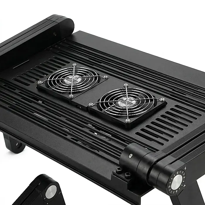 Masă Pliabilă Multifuncțională pentru Laptop T8 – Aliaj Aluminiu-Magneziu, Reglabilă 360°, Cu 2 Ventilatoare USB, Suport Mouse, Portabilă și Ergonomică, Capacitate 10 kg [2]