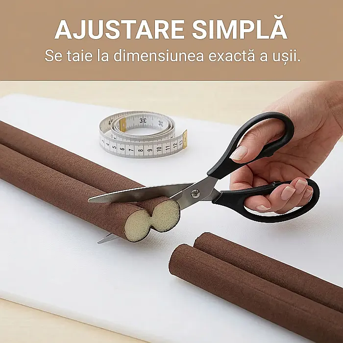 Opritor Izolator pentru Ușă și Fereastră – Bandă Anticurrent Universală, Dublă Izolație Termică 85x12 cm, Diametru 3 cm, Set cu 2 Bureți, Montaj Rapid, Reducere Zgomot și Pierderi de Căldură [2]
