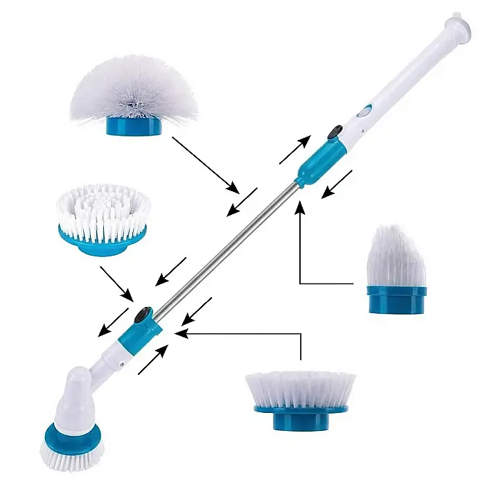 Perie Electrică de Curățat Hurricane Spin Scrubber – 3 Capete Interșchimbabile, 300 RPM, Mâner Extensibil, Fără Fir, Acumulator Reîncărcabil, Rezistentă la Apă, Ideală pentru Baie și Bucătărie [2]