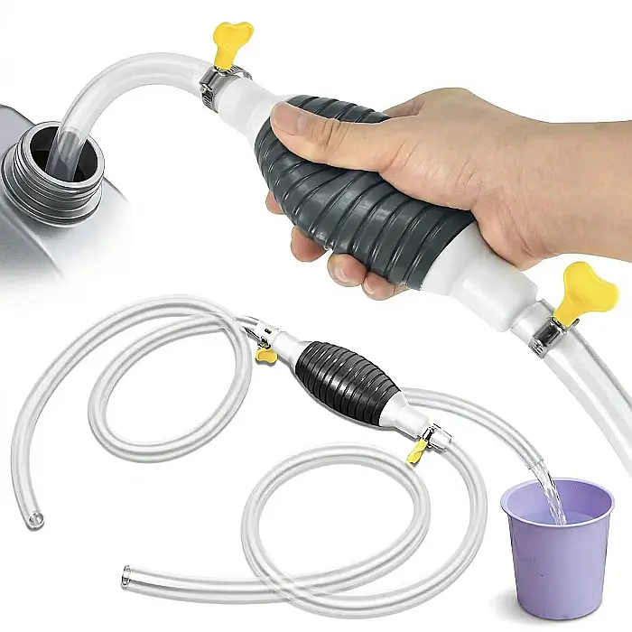 Pompă Manuală pentru Transfer Lichide Tip Sifon – Pentru Benzină, Ulei și Apă, Furtun 1.5 m din PVC, Include Cleme de Prindere, Portabilă și Ușor de Utilizat, Fără Electricitate [2]