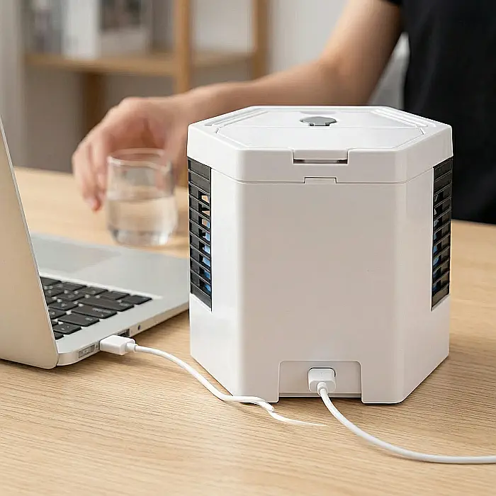 Răcitor de Aer Arctic Air Mini – USB 10W, Aer Condiționat și Umidificator, Ventilator Dublu, Eco-Friendly, Tehnologie HydroChill, Alb, 16.5 x 15 x 17.5 cm [2]