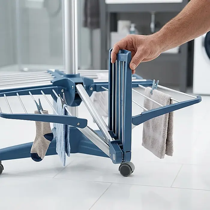 Uscător de Rufe Vertical Pliabil – 3 Nivele Rotative 360°, Înălțime 170 cm, Suport Stabil cu Trepied Antiderapant, 24 Agățători și 4 Brațe Rabatabile, Ideal pentru Uscare Rapidă în Spații Mici [2]