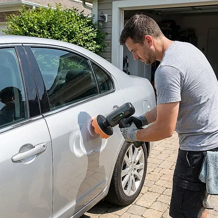 Polizor Auto Portabil pentru Reparare Zgârieturi – Acumulator Litiu 2000 mAh, Funcții de Lustruire și Ceară, Carcasă Aliaj Zinc, Autonomie 30 Min și Disipare Eficientă: Strălucire Profesională și Într [4]