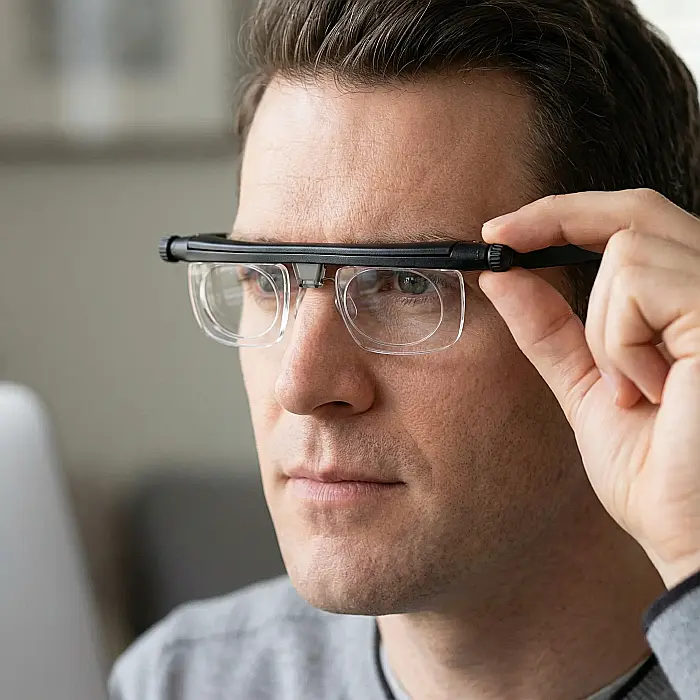 Ochelari Ajustabili Dial Vision – Lentile Reglabile de la 0 la +3, Tehnologie de Focalizare Instantanee, Ideali pentru Citit, Computer și Lucru de Precizie, Design Unisex Ergonomic [4]