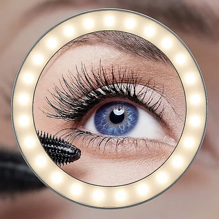 Oglindă Cosmetică cu 10x Mărire și 21 Becuri LED – Iluminare Reglabilă, Dimensiuni 21×9,5×23 cm, Alb, Ideală pentru Machiaj, Pensat și Îngrijire Facială de Precizie [4]