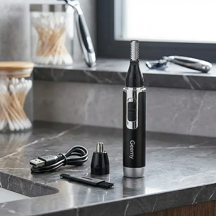 Trimmer Nas și Urechi 2în1 Geemy GM-3106 cu Acumulator – Aparat de Tuns Păr Inestetic, 2 Capete Interschimbabile, Autonomie 50 Minute și Încărcare 220V: Precizie, Confort și un Look Îngrijit în Fiecar [4]