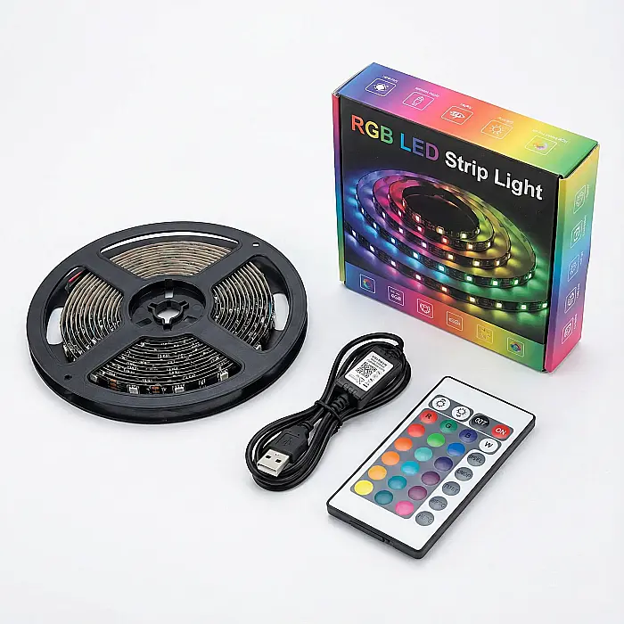 Bandă LED pentru Televizor – 5 m, Lumini Ambientale Multicolore RGB, Telecomandă Inclusă și Moduri Dinamice: Atmosferă de Cinema în Livingul Tău [2]