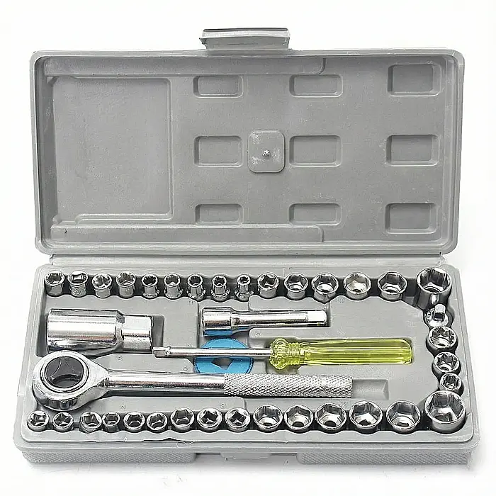 Trusă Chei Tubulare Profesională 40 Piese – Clichet Reversibil 3/8", Unități Metric și SAE, Soclu pentru Bujii și Cutie de Depozitare: Precizie și Performanță pentru Mecanică și Bricolaj [4]