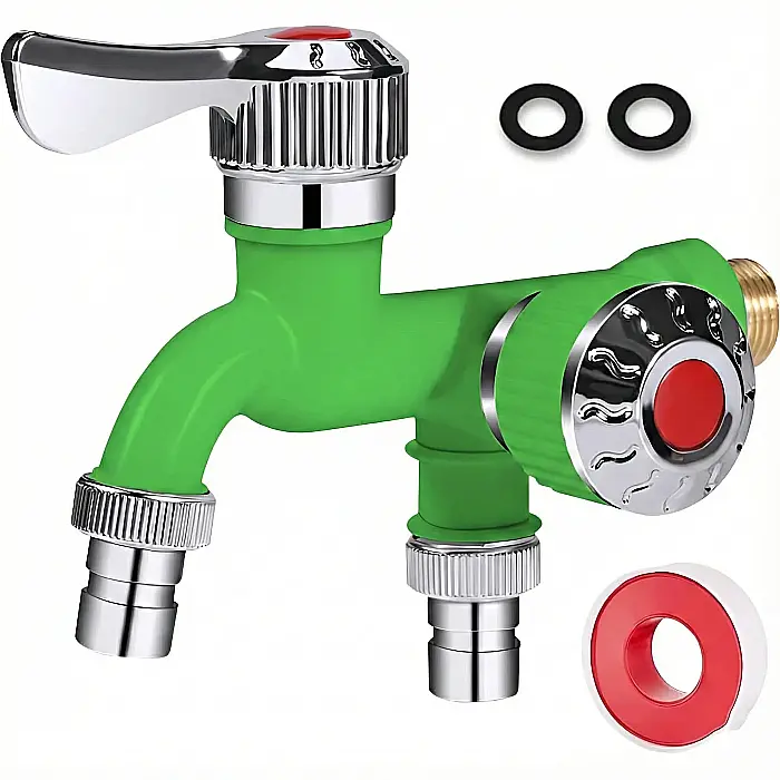 Robinet Dublu cu Control Independent și Ieșiri Duble – Filet 1/2 Inch, Metal și Ceramică Premium, Anti-Îngheț și Anti-Coroziune: Versatilitate Maximă pentru Casă și Grădină [4]