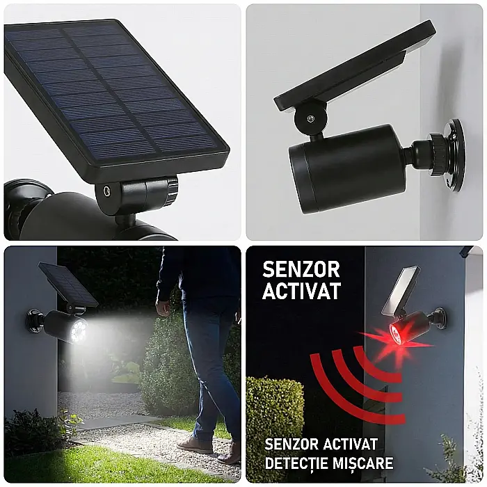 Cameră de Supraveghere Falsă Solară – Design Realist, Senzor de Mișcare PIR, LED Roșu Intermitent, IP44, Alimentare Solară, 11,7 × 9,1 × 17 cm [4]
