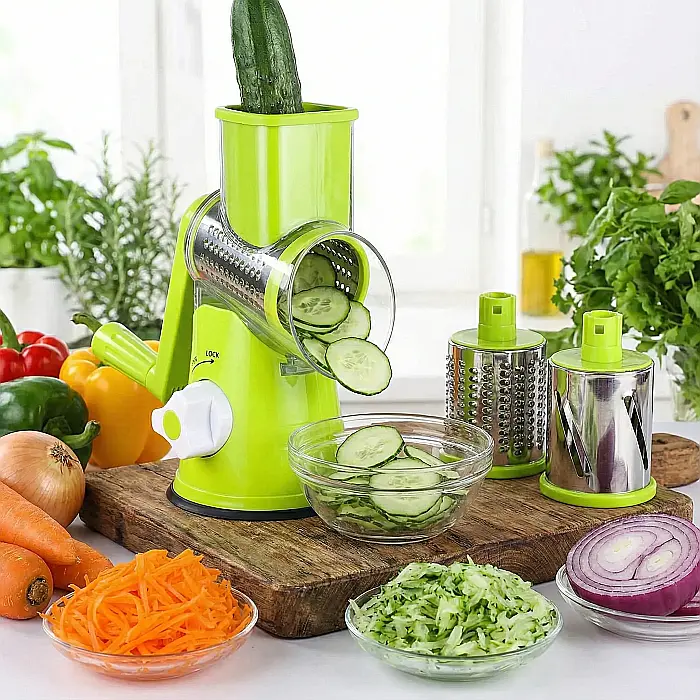 Răzătoare Manuală Tabletop Drum Grater: Feliere și Răzuire Instantanea 3-în-1 [2]