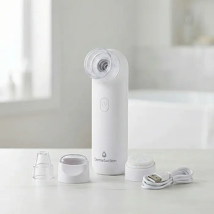 Aspirator Facial Derma Suction – 4 Capete de Curățare, Accesoriu Sonic Peeling și 2 Trepte de Aspirație: Ten Perfect, Fără Puncte Negre și Sebum [3]