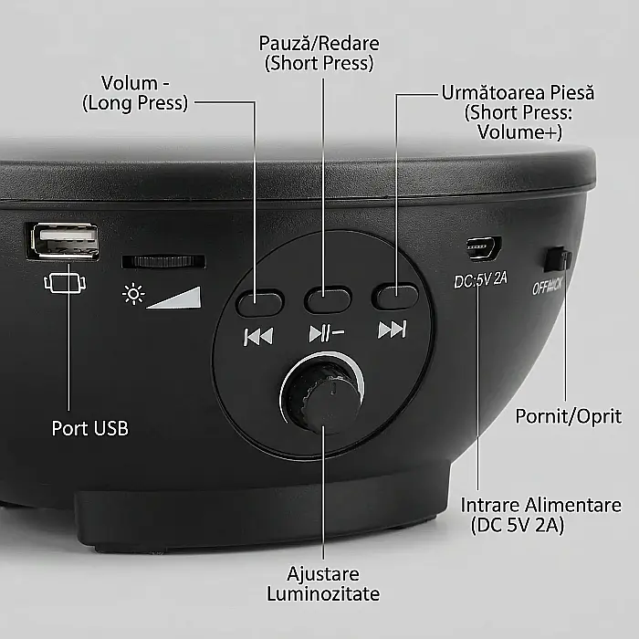 Proiector Star Galaxy LED cu Bluetooth, 14 Culori, 28 Moduri Luminoase, Telecomandă și Timer [4]