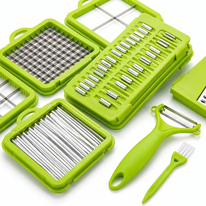 Răzătoare Multifuncțională 22 Piese, cu Accesorii Inox pentru Feliere, Răzuit, Julienne și Cuburi [3]