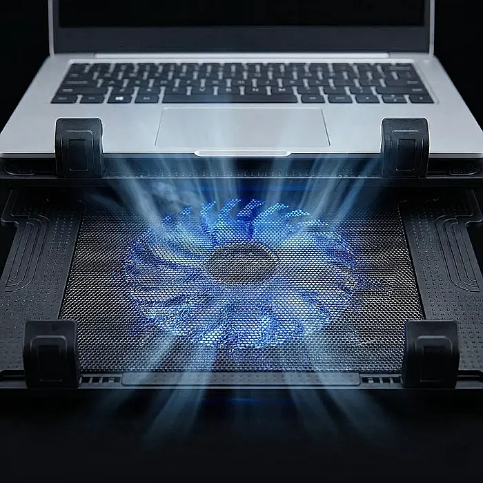 Stand Cooler Multifuncțional Pliabil pentru Laptop – Unghi Reglabil, Iluminare LED, Ventilatoare de Răcire Eficientă, Conectare USB, Portabil și Ergonomic [4]