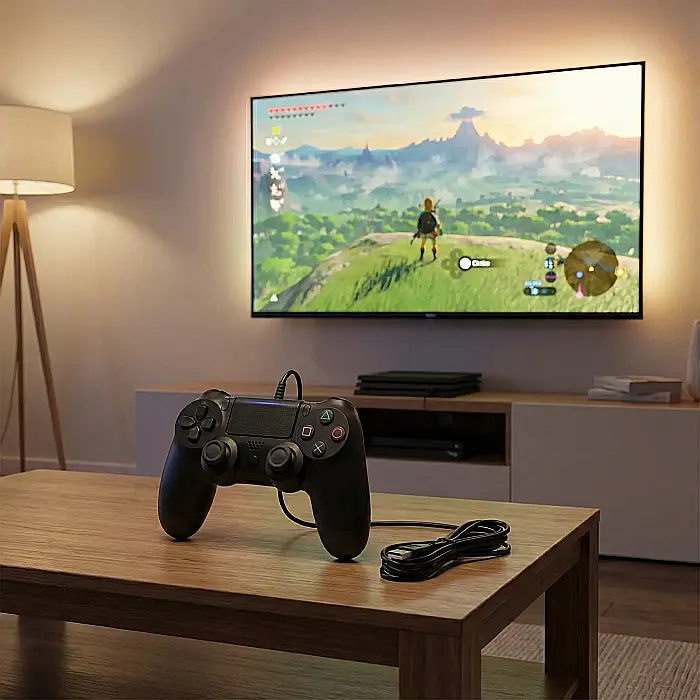 Controller PS4 Nygacn – Negru, Cablu USB 1,8 m, Compatibil PS4 / Slim / Pro, Funcție Dublă Vibrație [4]