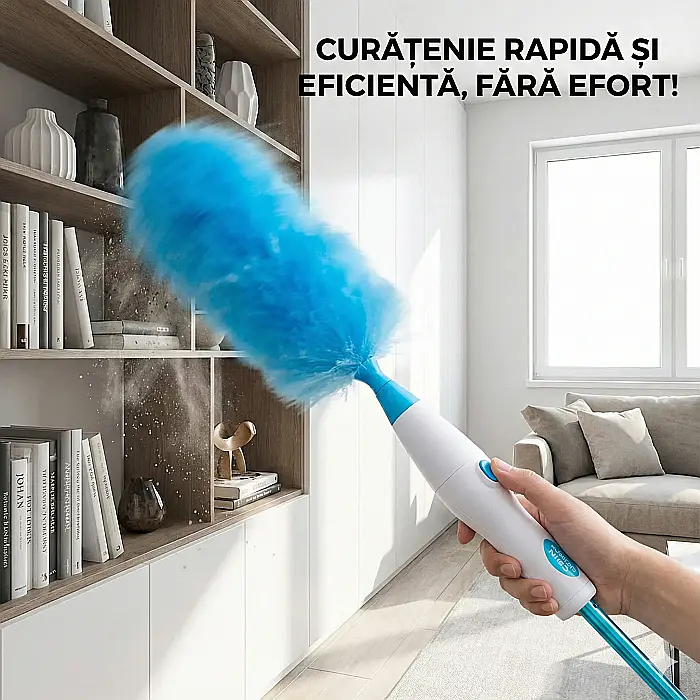 Perie Electrică Rotativă 360° DUSTER pentru Curățarea Prafului – Mișcare Automată, 2 Perii Interchangeabile, Tuburi Extensie, Ideală pentru Suprafațe Delicate și Dificil Accesibile [2]