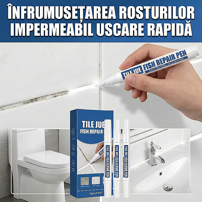 Marker Creion Permanent pentru Rosturi: Set 3 Bucăți, Rezistent la Apă și Mucegai – Alb Impecabil [3]