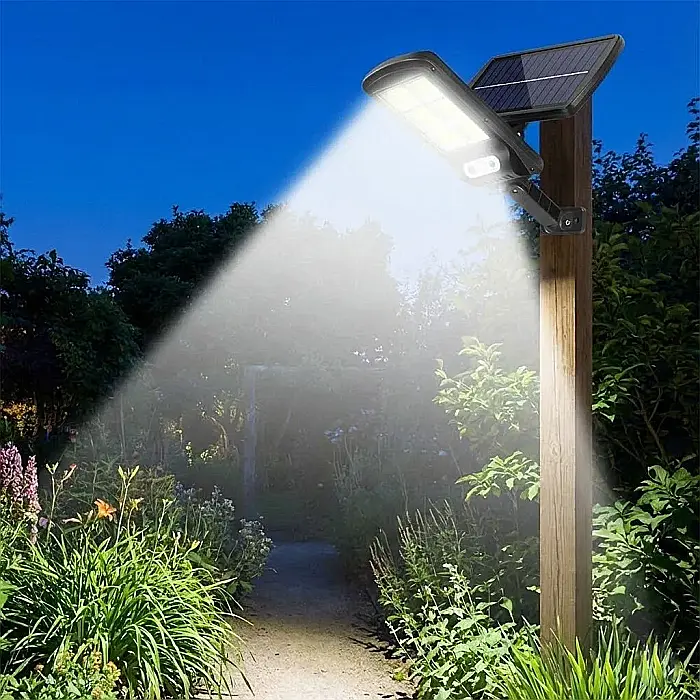 Lampă LED Solară Stradală 36W cu 120 LED-uri COB – Senzor de Mișcare și Lumină Crepusculară, Telecomandă, Flux Luminos 4400 lm și Acumulator 2200 mAh: Iluminat Eficient, Economic și Durabil pentru Ext [3]