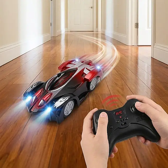 Mașină RC Wall Climber cu Telecomandă – Funcție Vacuum pentru Perete și Tavan, Sfidează Gravitația, Reîncărcabilă USB, Control 10 m și Design Aerodinamic: Adrenalina Cursei pe Verticală pentru Copii E [4]