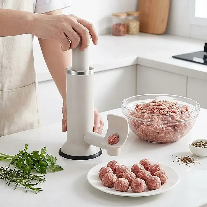 Mașină de Umplut Cârnați și Chiftele – Design 2-în-1, 2 Duze de Dimensiuni Diferite, Material Alimentar PP și Oțel Inoxidabil 304: Preparate Sănătoase, Rapide și Gustoase direct în Bucătăria Ta [4]