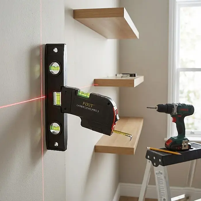 Nivelă cu Laser Multifuncțională 2,5 m – Sistem 4-în-1: 3 Moduri de Marcare (Orizontal, Vertical, Transversal), Bandă Măsurare 250 cm, 3 Bule de Nivel și Riglă Aluminiu: Precizie Chirurgicală pentru R [4]