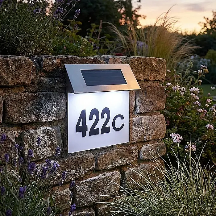 Număr de Casă din Inox cu Iluminare LED – Vizibilitate Nocturnă Automată, Oțel Inoxidabil Premium, Rezistență la Intemperii și Set Complet de Cifre și Litere: Eleganță, Siguranță și Funcționalitate Mo [2]