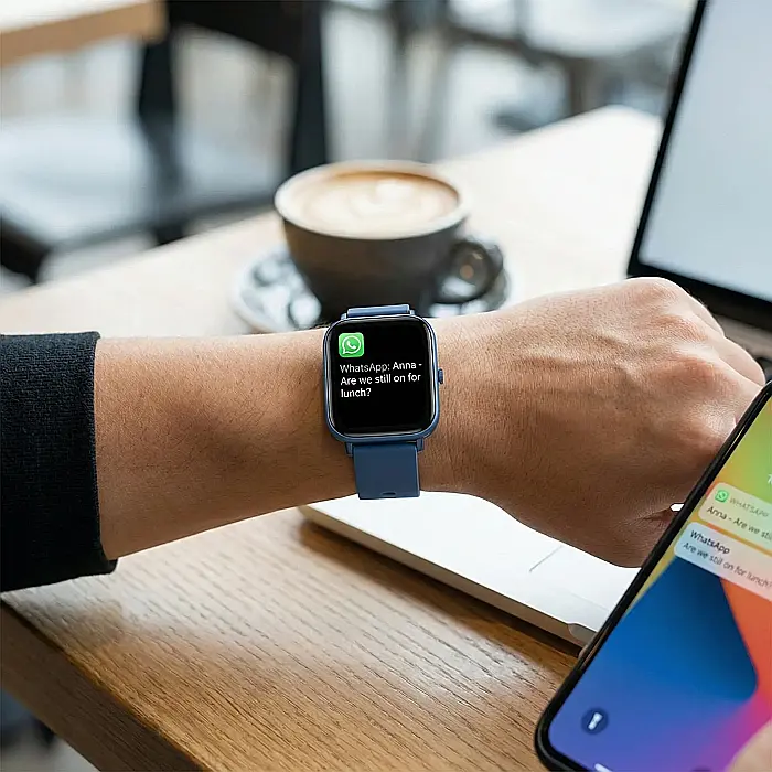 Smartwatch Toimark cu Ecran 1.69 inch – Curea Silicon Neagră, Waterproof, Compatibil iOS & Android, Apeluri și Notificări, Monitorizare Ritm Cardiac, Tensiune Arterială, Activități și Somn, Player Muz [4]