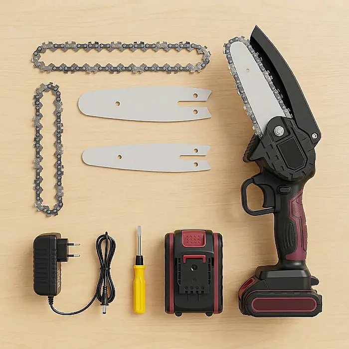 Mini Fierăstrău Electric cu 2 Acumulatori 24V – Lamă 15 cm, Motor Cupru 1080W, Viteză 2000RPM, Baterie Li-ion Rapidă, Mâner Ergonomic, Ideal pentru Tăieri Precise în Lemn și Grădinărit [4]