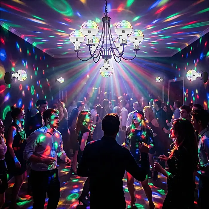 Bec LED E27 Rotativ cu Lumină Ambientală RGB – 6W, Schimbare Culoare, Control Ușor, Iluminat Decorativ pentru Interior [3]