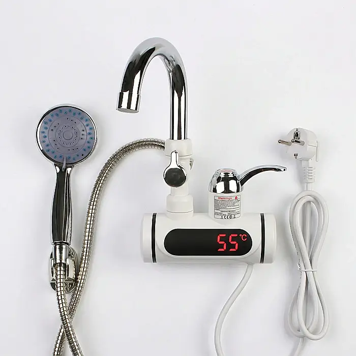 Robinet Electric cu Încălzire Instantanee + Duș, LED, 1.5–2L/min, Reglabil 0–60°C, Prindere în Perete, Ideal pentru Bucătărie și Baie [3]