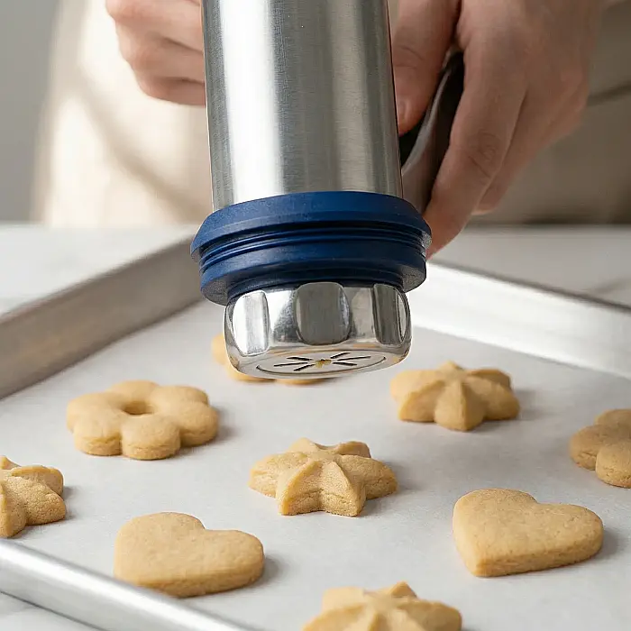 Presă Profesională de Biscuiți și Fursecuri – 10 Forme, 4 Capete pentru Ornat, Ușor de Folosit, Deserturi de Casă Rapid și Creativ [4]