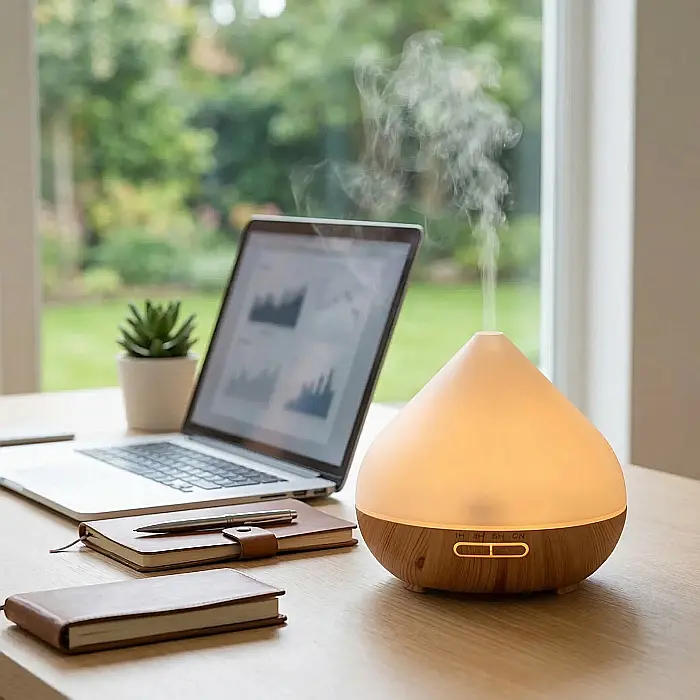 Difuzor Ultrasonic pentru Aromaterapie cu Uleiuri Esențiale – Umidificator LED Multicolor, Funcție Silențioasă, Oprire Automată, Design Elegant, Capacitate 400 ml [3]