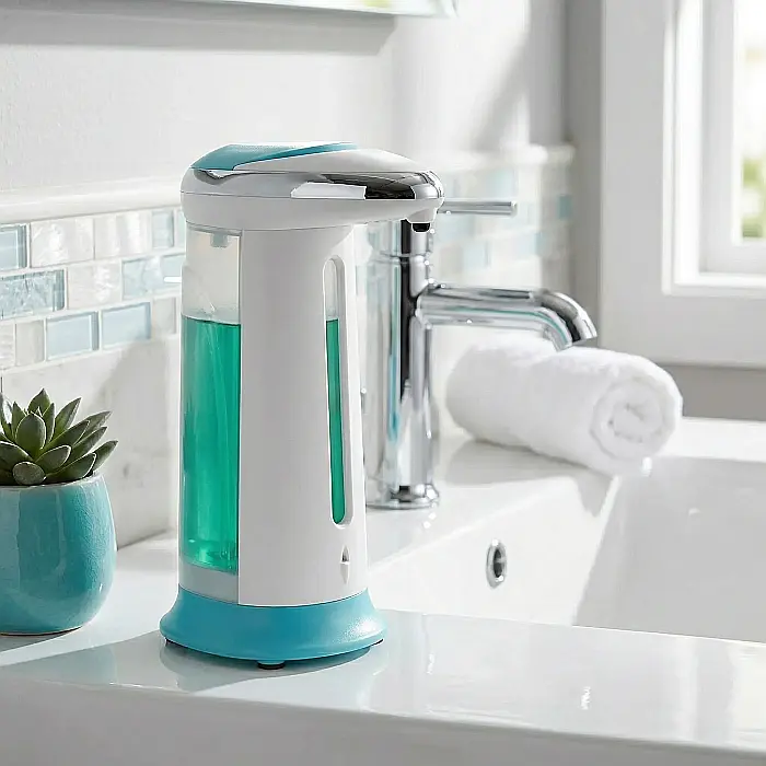 Dozator Automat Săpun Lichid cu Senzor de Mișcare Magic Soap, 250ml, Indicator LED și Semnal Sonor, Design Modern Transparent, Igienic și Reîncărcabil [3]