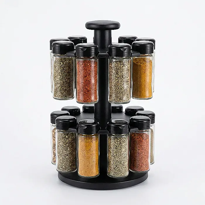 Set 18 Recipiente Condimente cu Suport Rotativ – Borcane Sticlă 99 g, Organizator Bucătărie Premium, Design Modern și Elegant, Acces Rapid la Arome [2]
